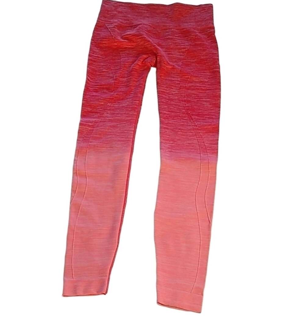 Badgley Mischka Sport SZ Small Orange Pink Ombré Yoga Leggings Barbiecore